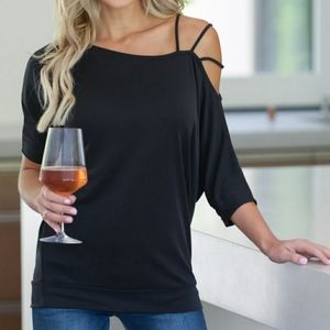 CCB catching feelings top, strappy off shoulder